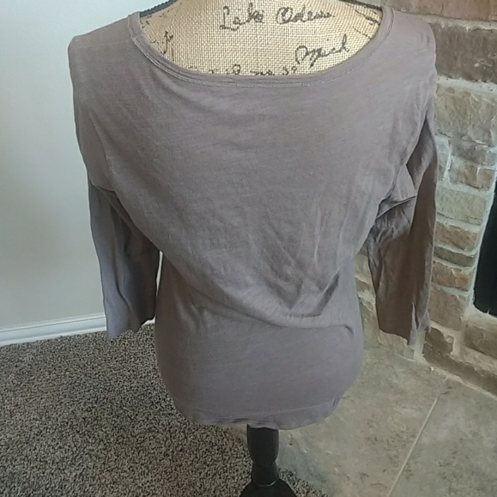 Old Navy Mocha Floral Top  3/4 Sleeve Sz. medium - Picture 5 of 6